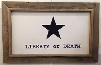Antiqued Liberty or Death Texas Flag in Barnwood Frame 28"x40"