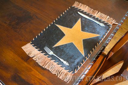 Cowhide Placemat with the Texas Lone Star