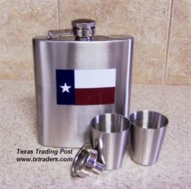 Texas Hip Flask Set with Texas Flag 