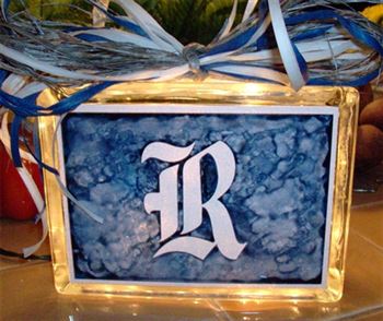 Rice University on Lighted Glass Block