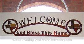 Welcome God Bless This Home Texas Metal Art