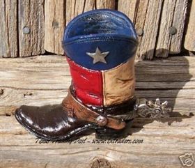 Texas Boot Pen and Pencil Holder - Texas Flag