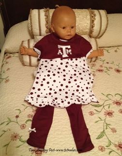 Toddlers Aggie Polka Dot Dress and Pants with Texas A&M Logo