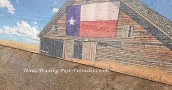 Barnwood Art - Texas Flag Barn on the Prairie