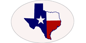Oval Texas Bumper Sticker with the State of Texas