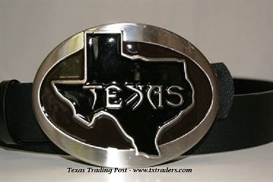 Buckle - Texas Map in Black Belt Buckle