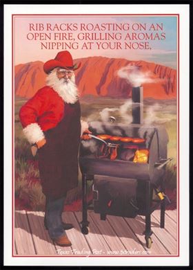 Christmas Cards-Santa BBQing - Texas Christmas Cards