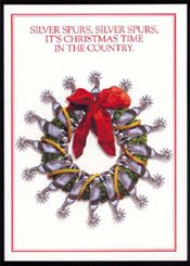 Texas Christmas Cards-Wreath with Silver Spurs 