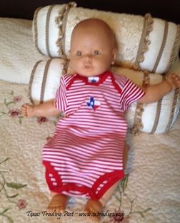 Baby One-Piece Set with Embroidered Map of Texas-RW