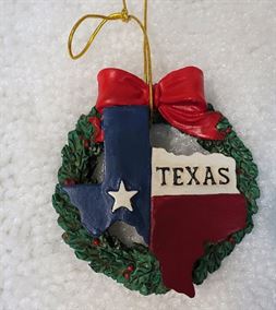 Texas Christmas Ornament - Texas Map Wreath