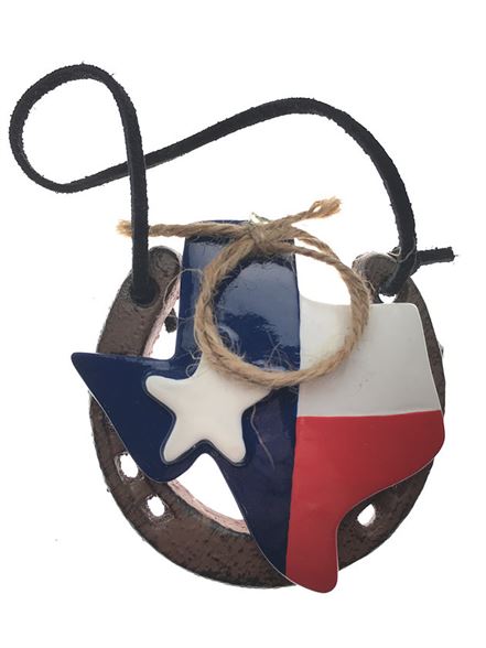 Horseshoe Ornament for Good Luck with the Texas Map 
