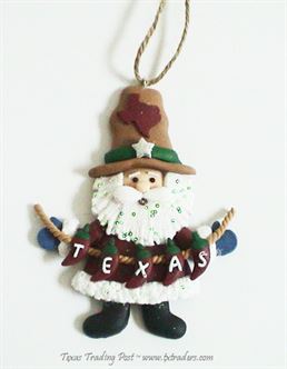 Texas Christmas Ornament - Santa with Texas Banner