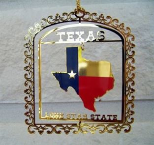Spinner Ornament with the State of Texas and  "Texas"