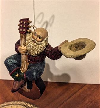 Texas Santa Ornament Jammin' on his Bass