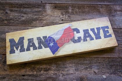 Man Cave with Texas Flag  Barnwood Sign