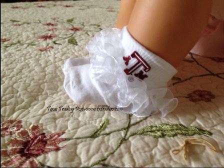 Baby Aggie Socks for your favorite little Aggie-Pageant Lace