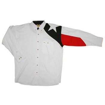 Men's White Twill Shirt with the Texas Flag
