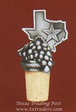 Wine Stopper - State of Texas with Grapes