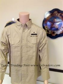 Come and Take It Battle Flag on Khaki Fishing Shirt