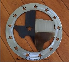 Texas Metal Art - Map of Texas with Lone Stars 