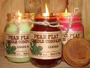 Your Choice of Pear Flat Candles in a Mason Jar