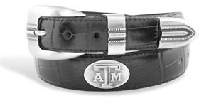 Aggie Black Croc Leather Belt - Texas A&M