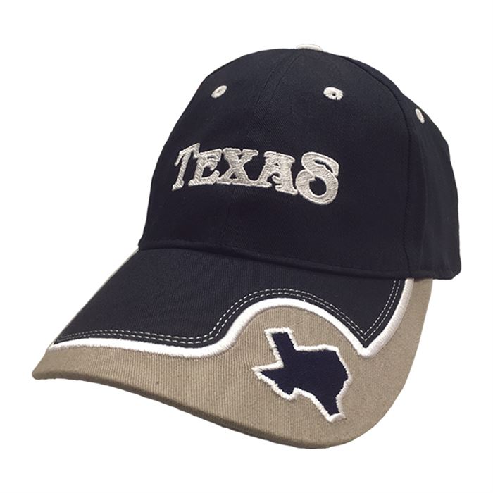 Embroidered Texas Navy Cap with the Map of Texas