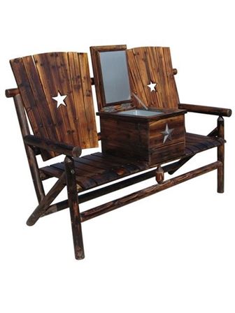Texas Garden Patio Decor Accessories Texas Double Bench With Cooler