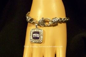 TCU - Blingy Bracelet with TCU Logo and Brighton-Style Clasp