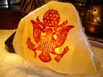 United States Army Emblem on Lighted Calcite