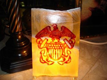 United States Navy Emblem on Lighted Calcite