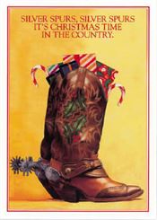 Texas Christmas Cards-Texas Cowboy Boots Filled with Gifts