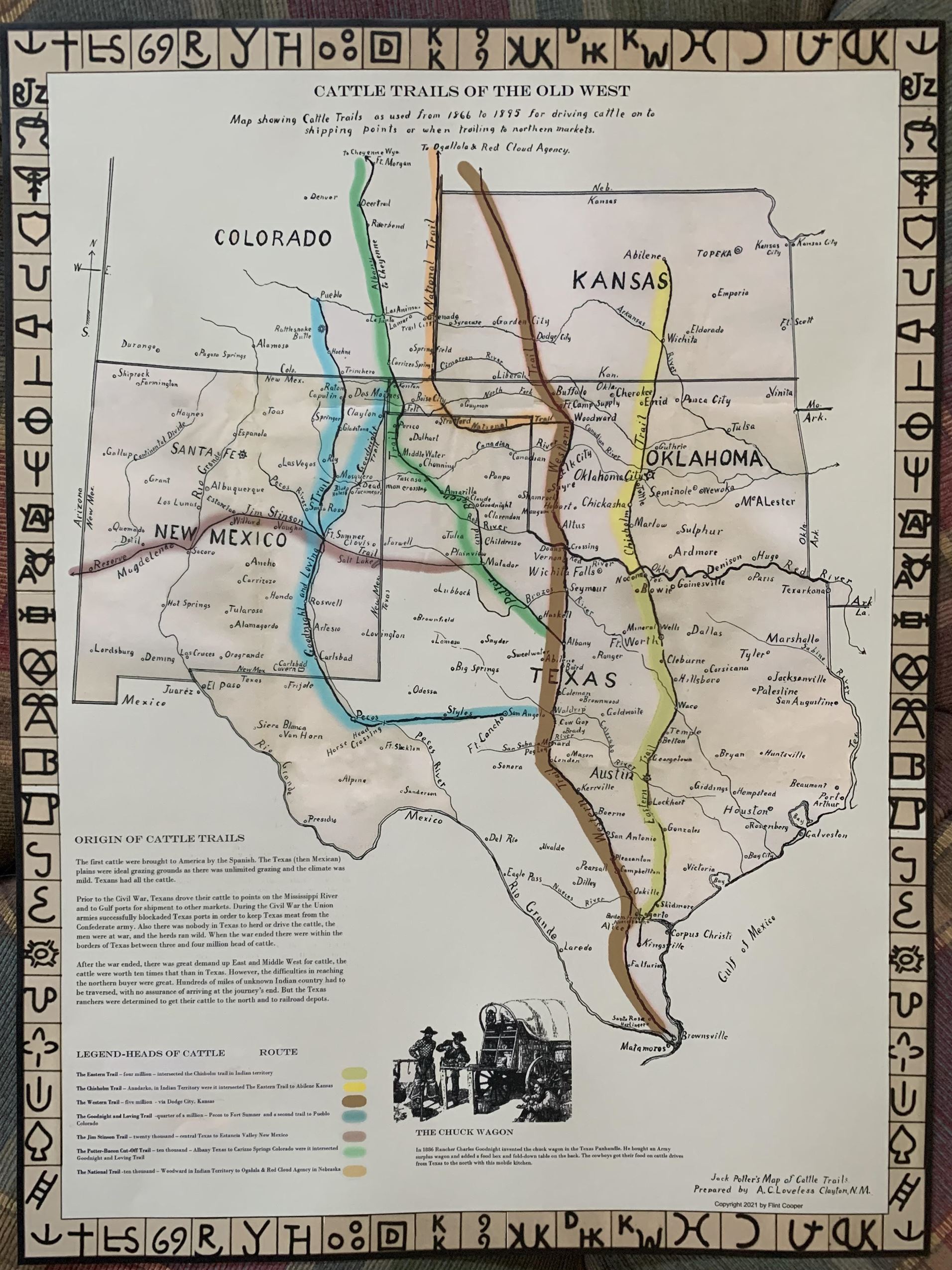 Cattle Trails of the Old West Map
