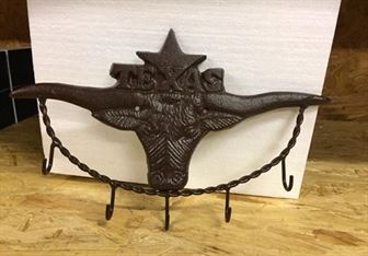 Texas Longhorn Plaque with Hooks