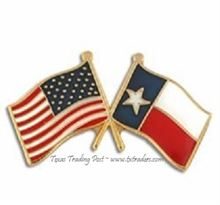 Lapel Pin Crossed U.S. Flag and Texas Flag