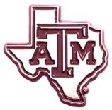 Car or Truck Auto Emblem - Texas A&M Silver with Maroon Trim 