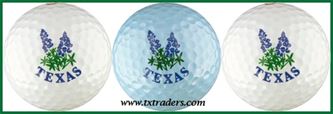 Golf Balls (3) with Texas Bluebonnets and Texas