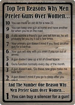 Top 10 Reasons Why Men Prefer Guns Over Women Sign