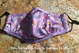 Texas Unicorn Mask - Cloth Face Cover - For Kids 6 & Up