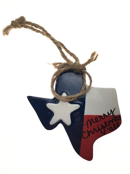 Texas Shape Ornament-Merry Christmas Y'all 