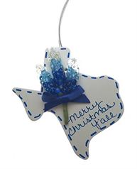 Texas Christmas Ornament-Merry Christmas Y'all Bluebonnets