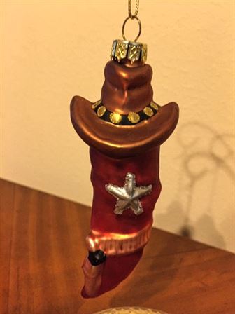 Glass Cowboy Chili Pepper Texas Tree Ornament