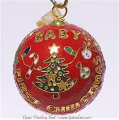 Cloisonne Baby's First Christmas Ornament - Red