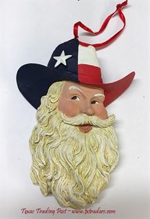Texas Christmas Ornament - Cowboy Texas Hat Santa 