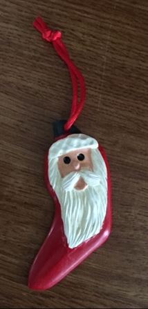 Texas Pepper Santa Face Ornament-Texas Christmas Decor