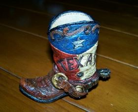 Texas Boot Pen and Pencil Holder - Swirl Top