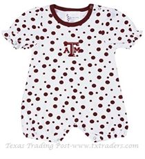 Baby Texas A&M Aggie One-Piece Set with Polka Dots