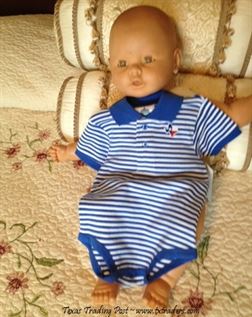 Baby Polo One-Piece Set with Embroidered Map of Texas-BW