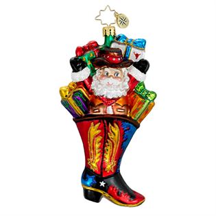 Christopher Radko Texas Santa Boot Christmas Ornament