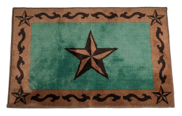 Texas Lone Star Turquoise Rug - 2' x 3'